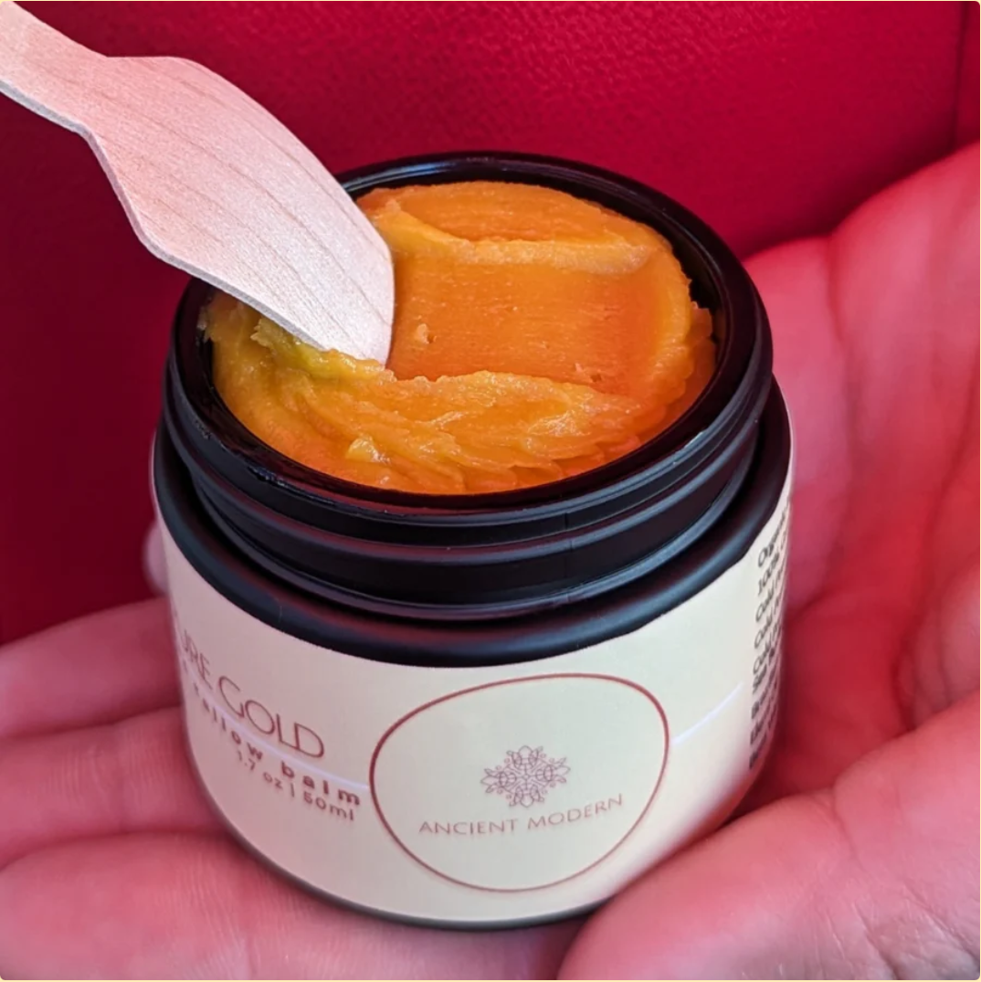 Pure Gold Whipped Tallow Balm by Ancient Modern - golden tallow balm in jar